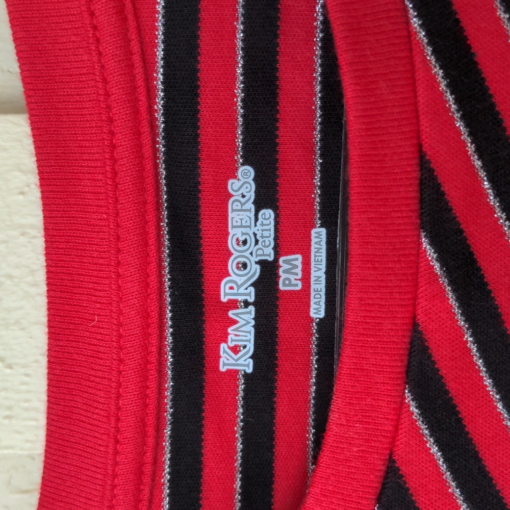 Kim Rogers Red and Black Striped Top PM - Picture 3 of 4